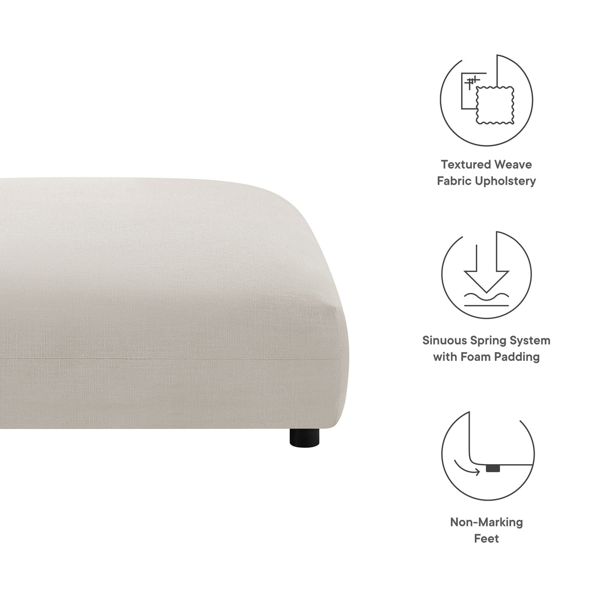 Solace Modular Upholstered Fabric Ottoman by Modway, photo 17 of 21