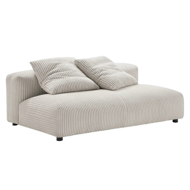 Solace Modular Corduroy Upholstered Armless Loveseat and Ottoman Set by HouseOfZazla