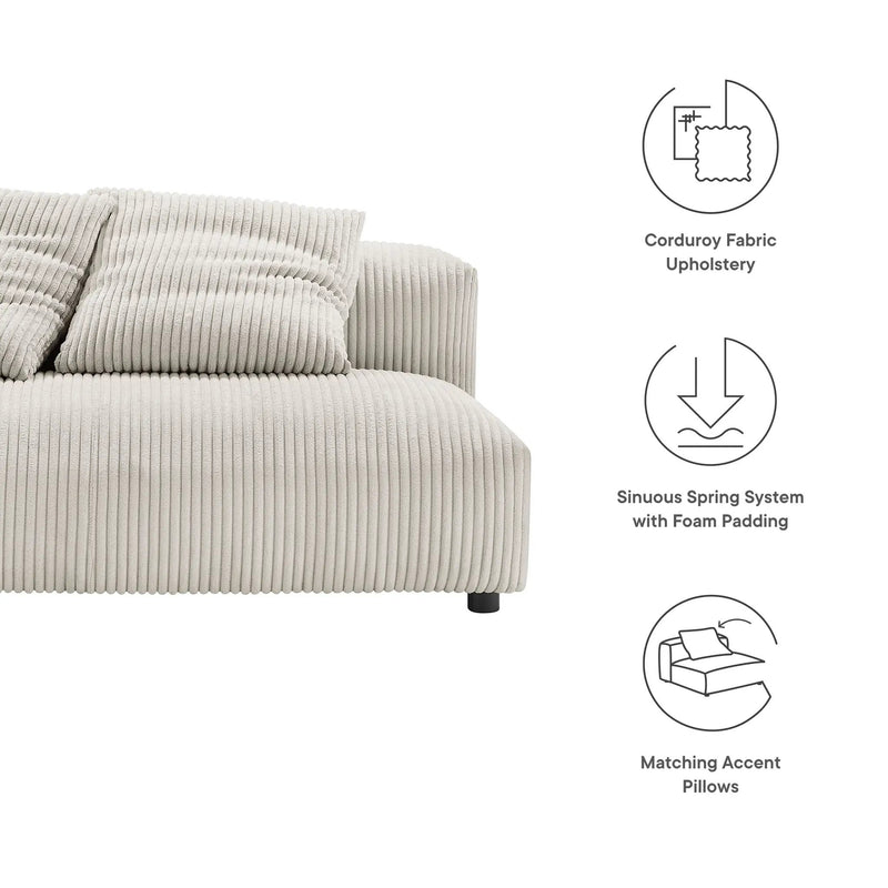 Solace Modular Corduroy Upholstered Armless Loveseat by Modway by HouseOfZazla