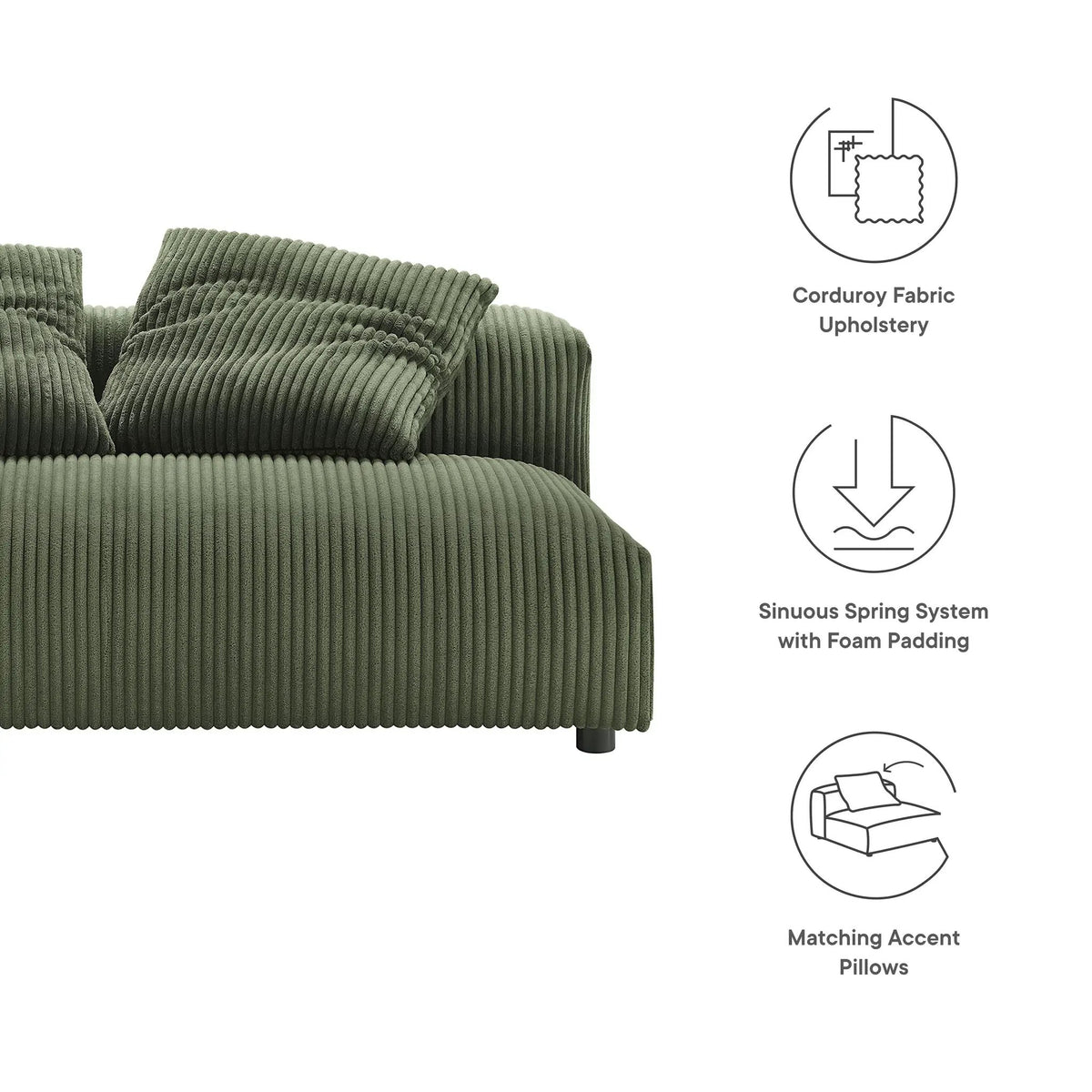Solace Modular Corduroy Upholstered Armless Loveseat by Modway by HouseOfZazla