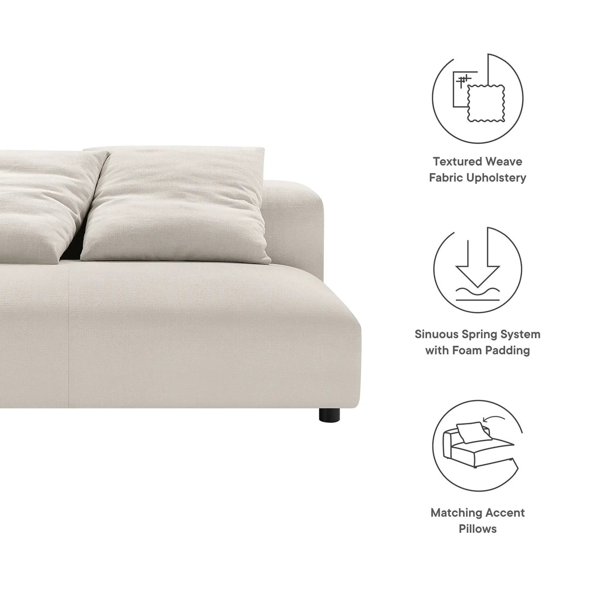 Solace Modular Upholstered Fabric Armless Loveseat by Modway by HouseOfZazla