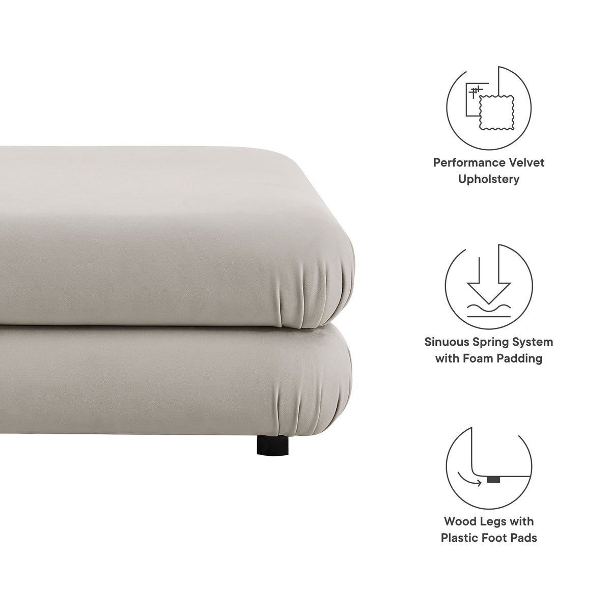 Jubilee Modular Performance Velvet Ottoman by Modway, photo 2 of 27