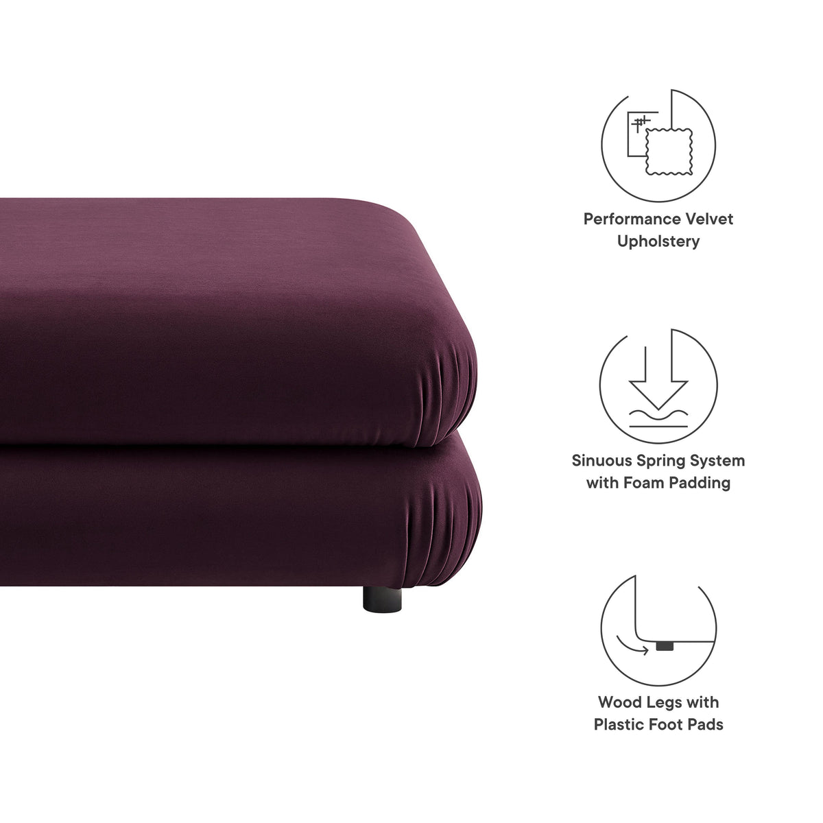 Jubilee Modular Performance Velvet Ottoman by Modway, photo 11 of 27