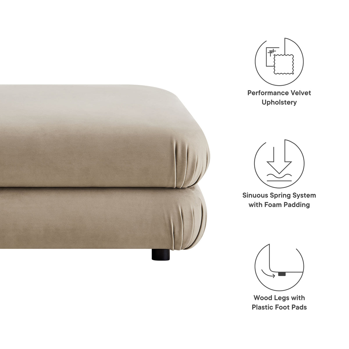 Jubilee Modular Performance Velvet Ottoman by Modway, photo 20 of 27