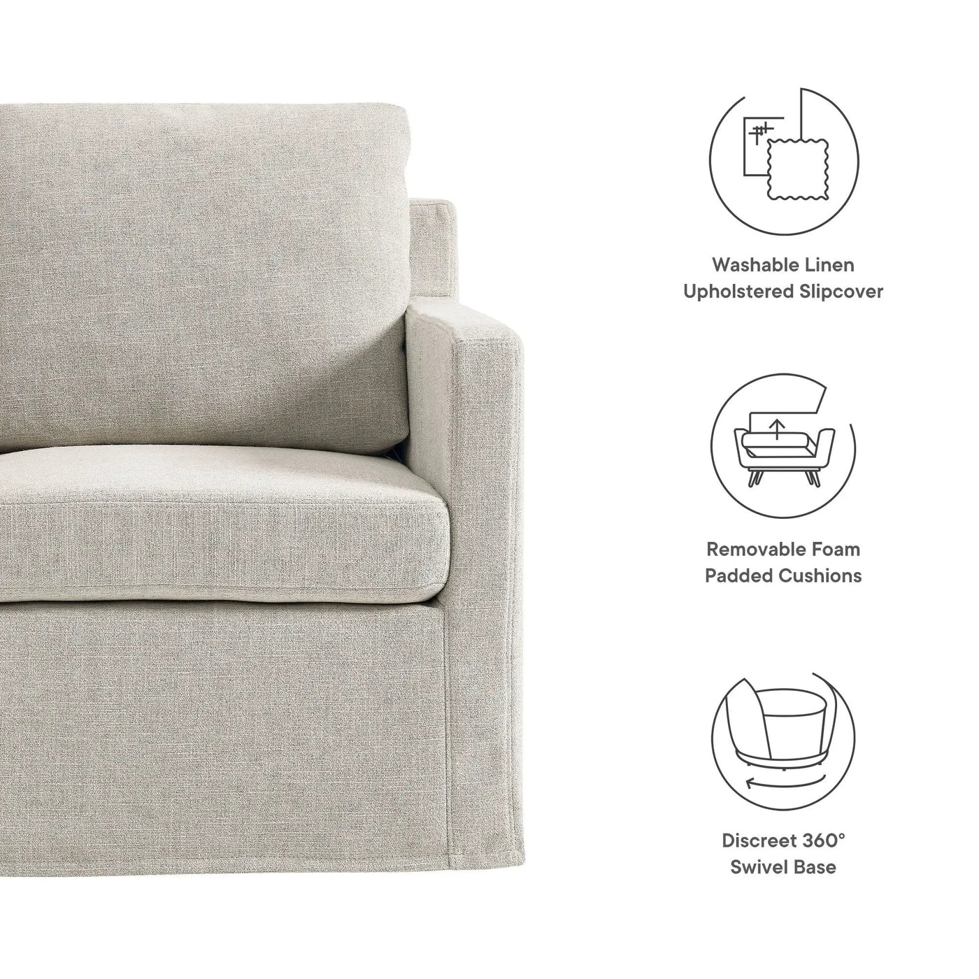 Serene Fabric Slipcovered Swivel Armchair by Modway by HouseOfZazla