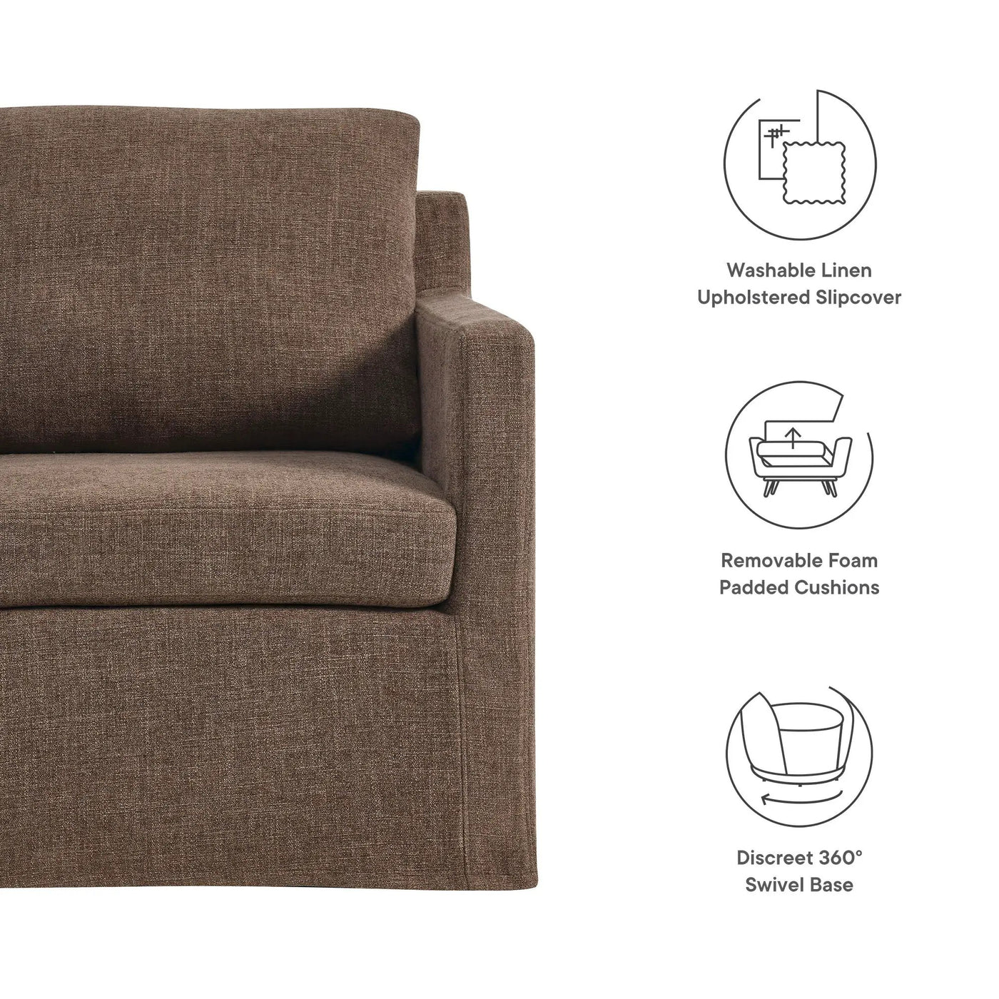 Serene Fabric Slipcovered Swivel Armchair by Modway by HouseOfZazla