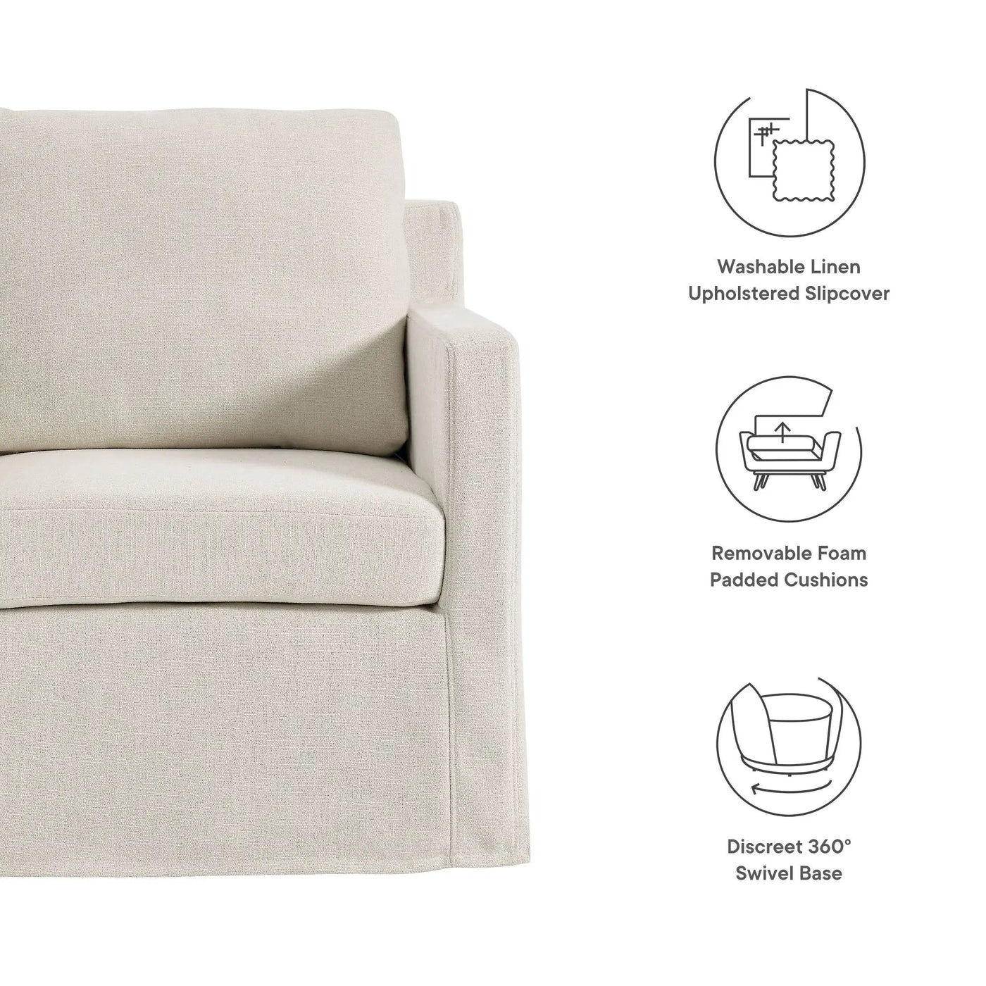Serene Fabric Slipcovered Swivel Armchair by Modway by HouseOfZazla