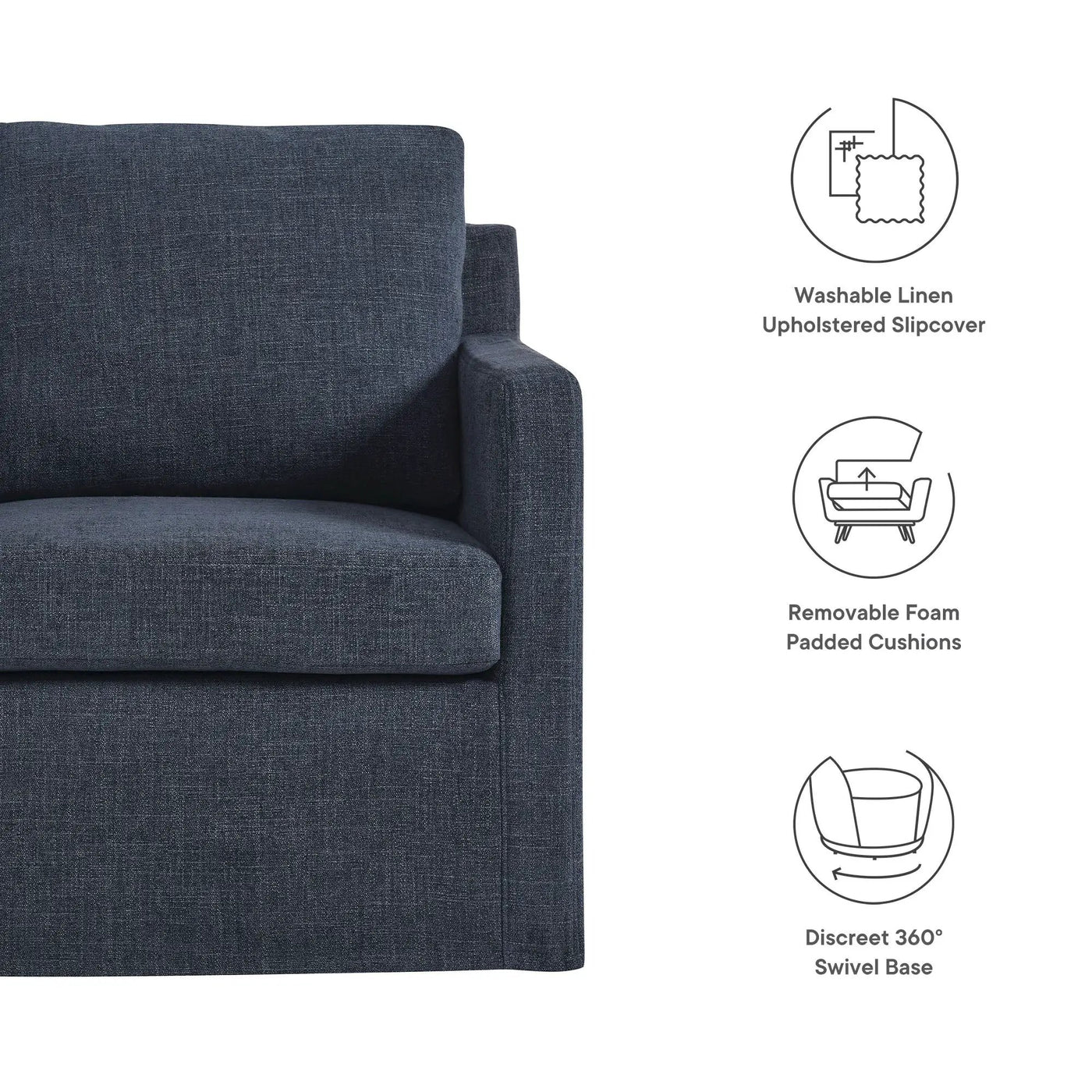 Serene Fabric Slipcovered Swivel Armchair by Modway by HouseOfZazla
