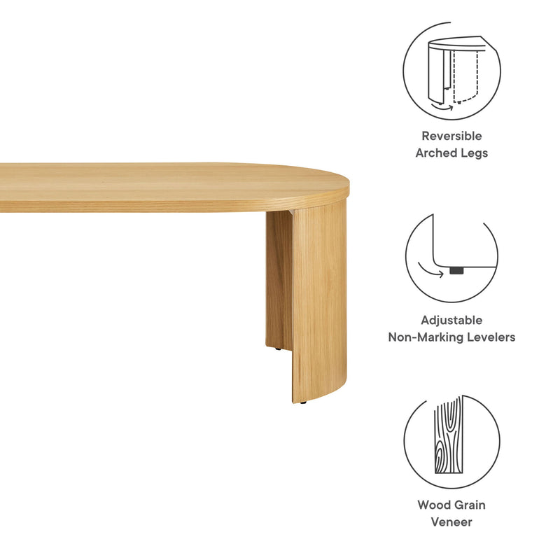 Aspect Oval Wood Coffee Table by Modway, dimensions drawing