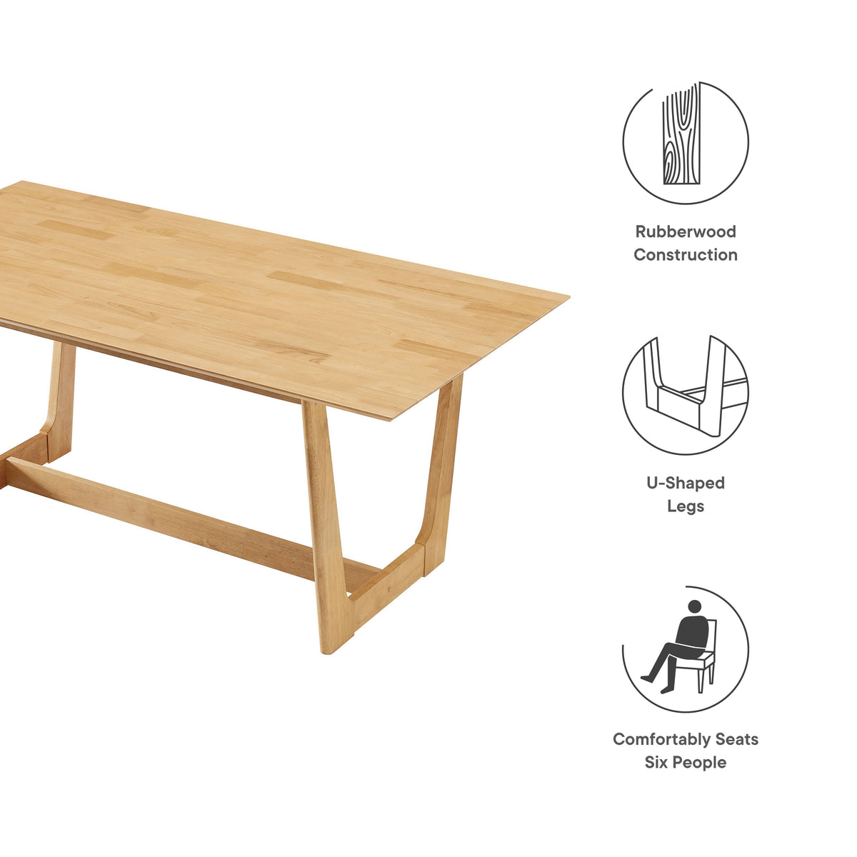 Solara 71" Rectangle Wood Dining Table by Modway, photo 3 of 18