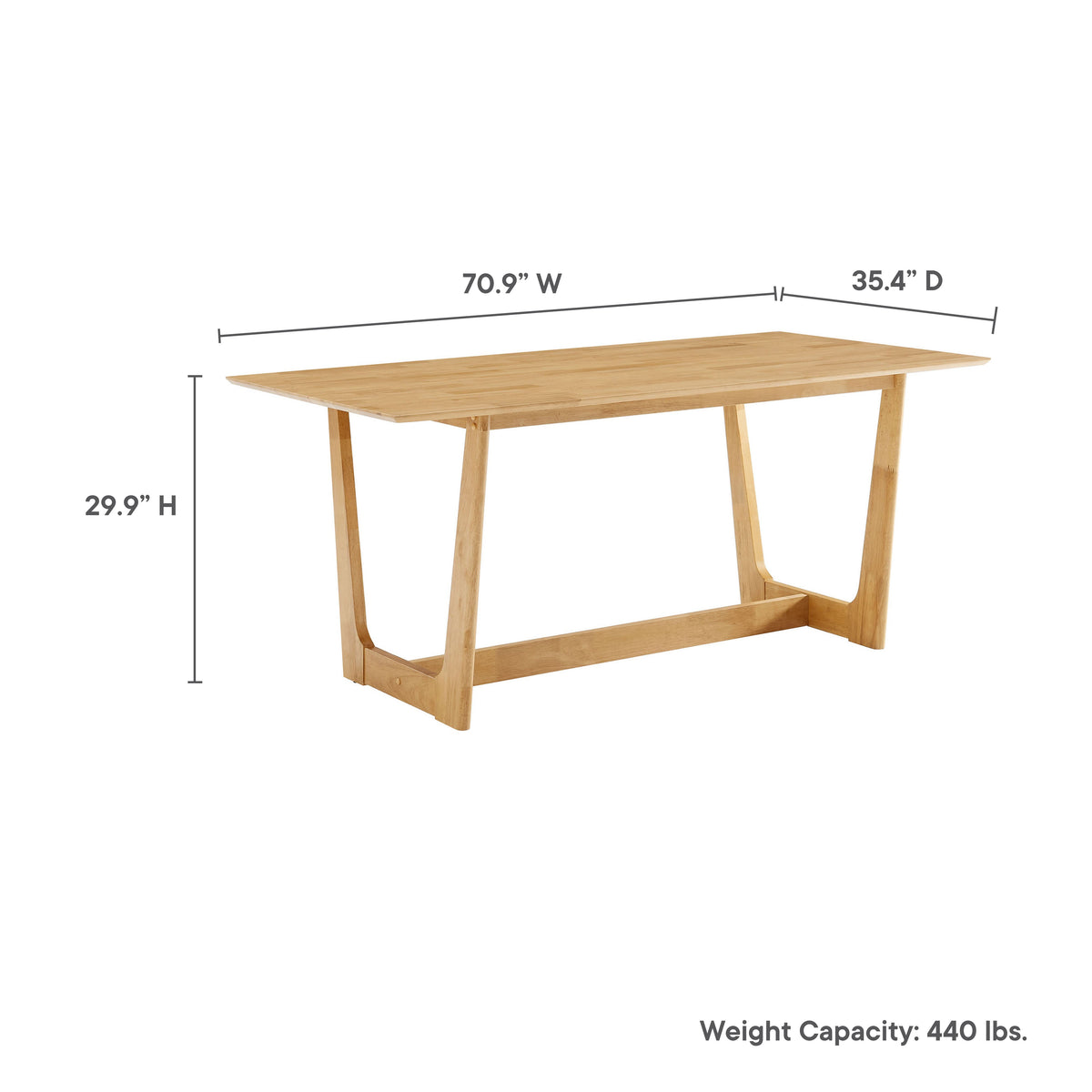 Solara 71" Rectangle Wood Dining Table by Modway, photo 2 of 18