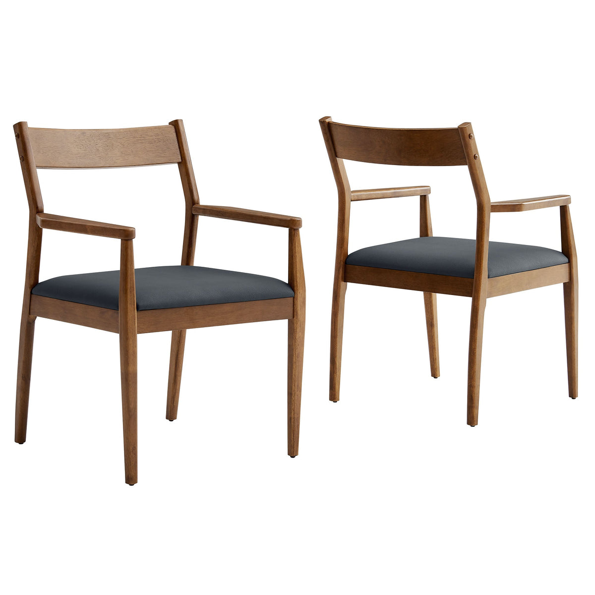 Solara 7-Piece Wood Dining Set with Vegan Leather Armchairs by Modway, photo 8 of 12