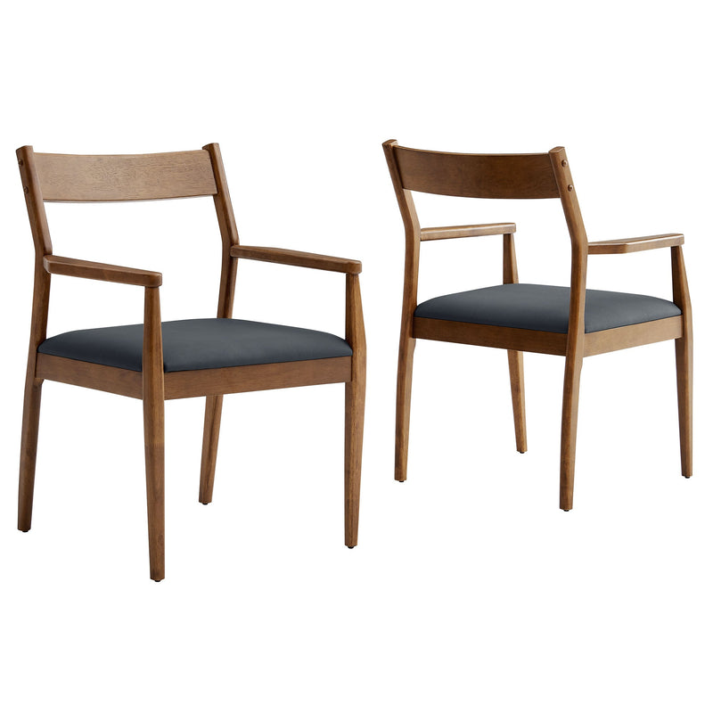 Solara 7-Piece Wood Dining Set with Vegan Leather Armchairs by Modway, photo 8 of 12