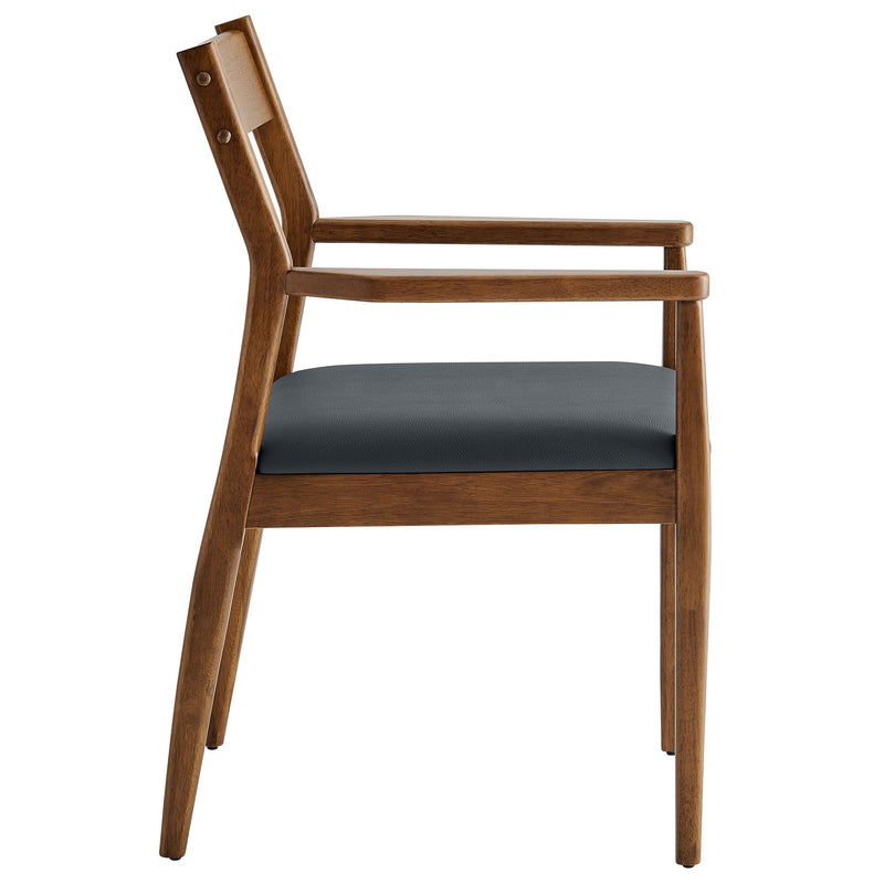 Solara 7-Piece Wood Dining Set with Vegan Leather Armchairs by Modway, photo 9 of 12