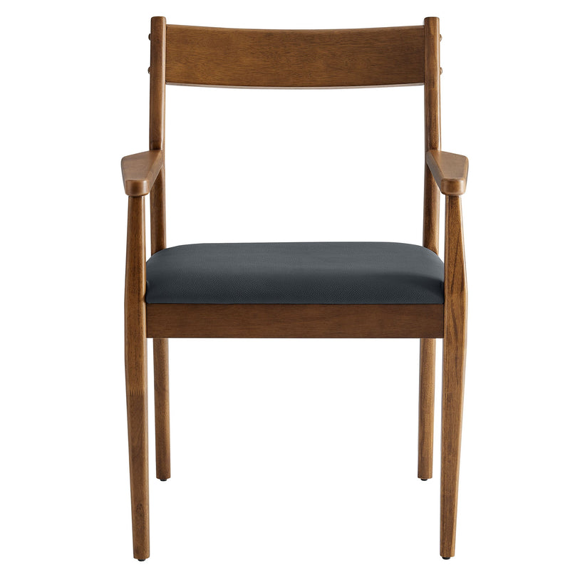 Solara 7-Piece Wood Dining Set with Vegan Leather Armchairs by Modway, photo 10 of 12