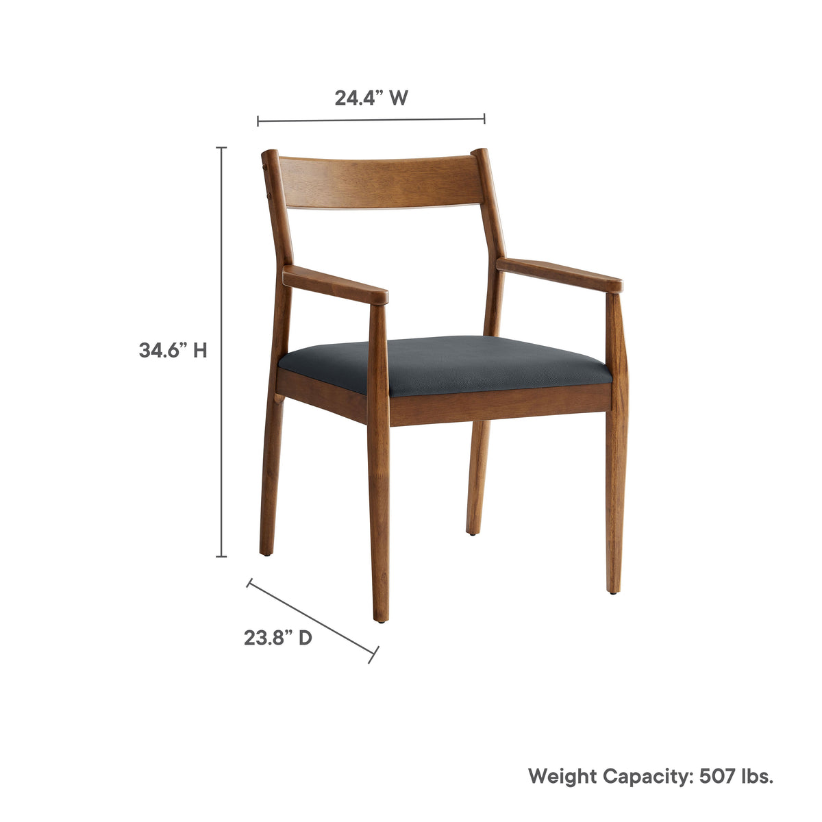 Solara 7-Piece Wood Dining Set with Vegan Leather Armchairs by Modway, photo 4 of 12