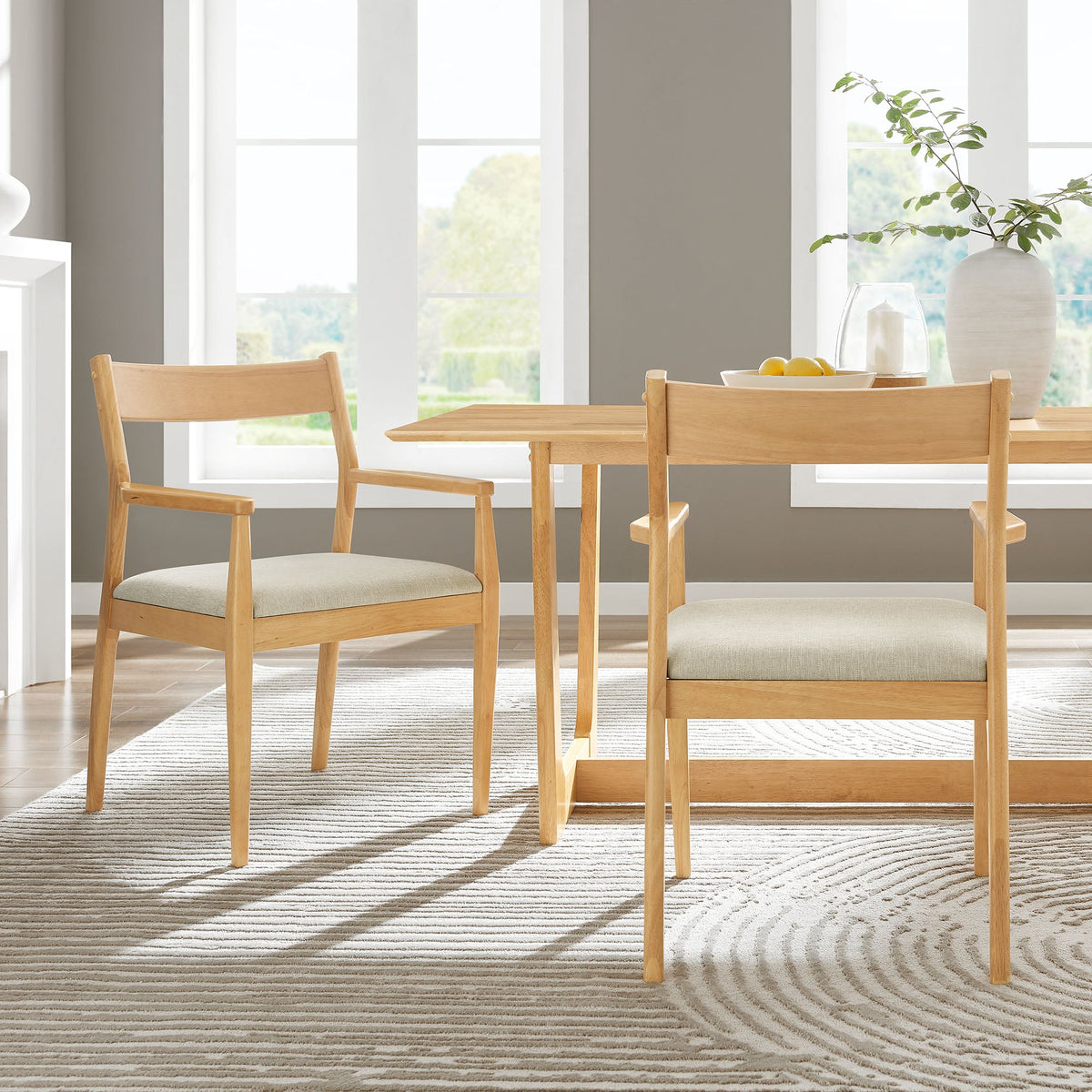 Solara Fabric Wood Dining Armchairs Set of 2 by Modway, photo 9 of 20