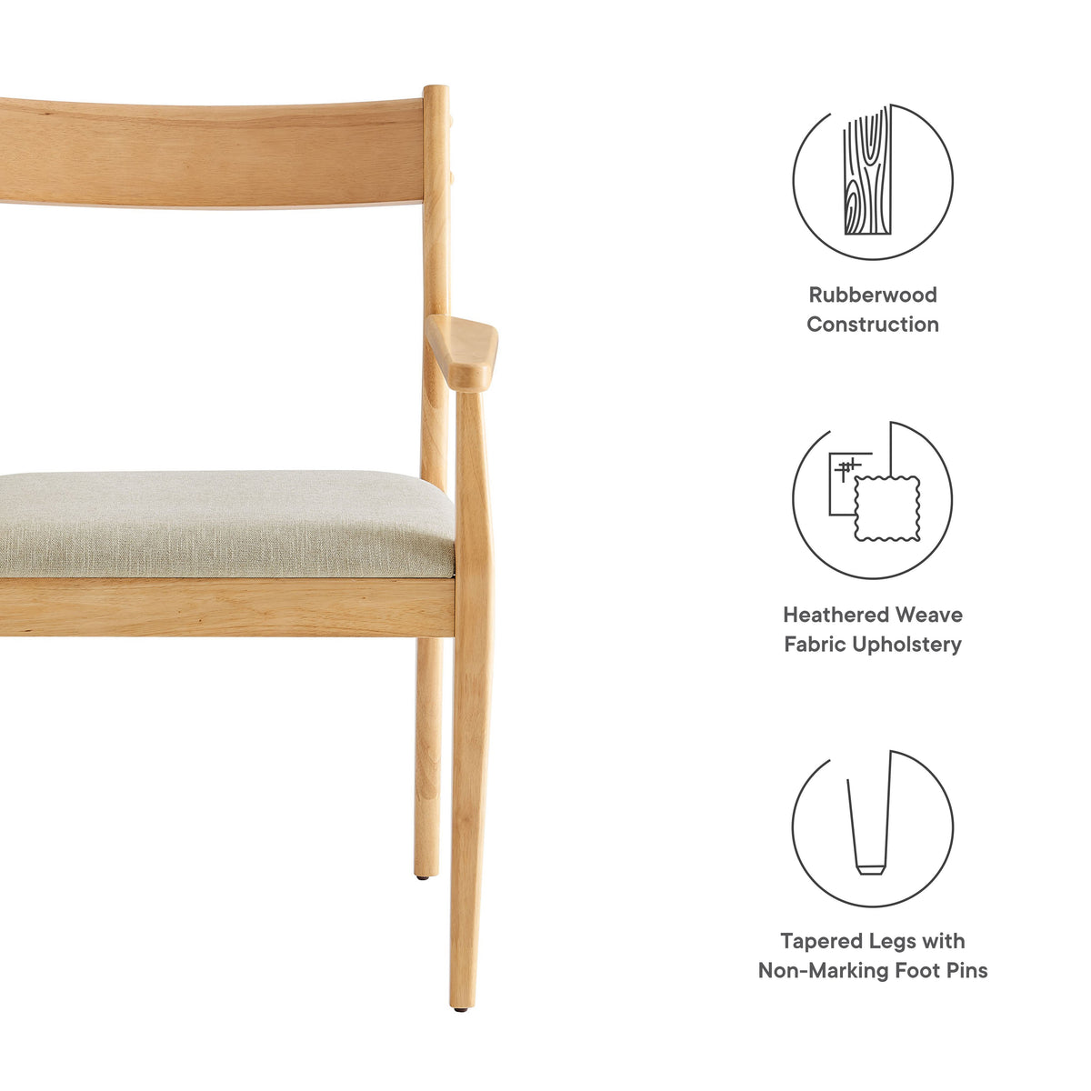 Solara Fabric Wood Dining Armchairs Set of 2 by Modway, photo 2 of 20