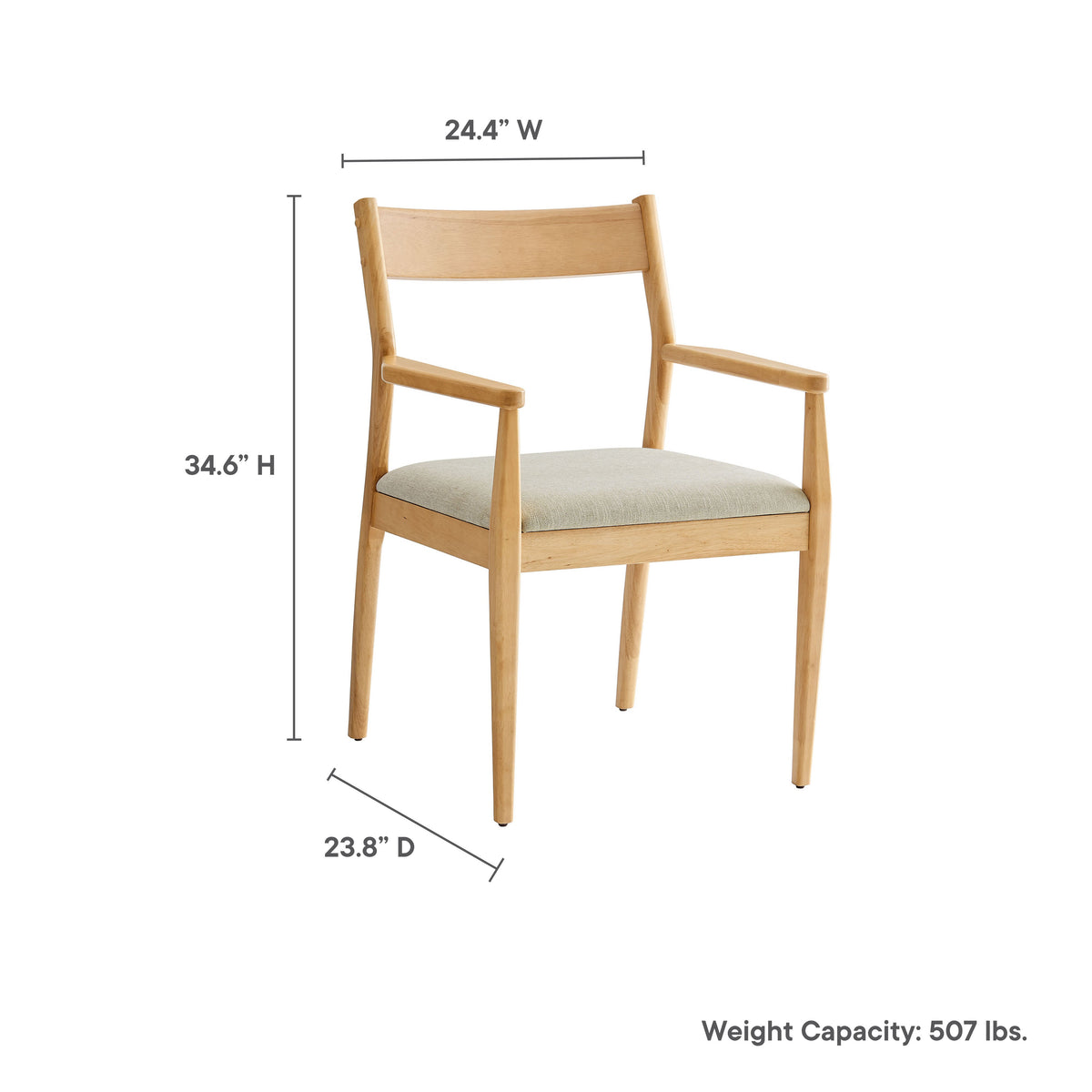 Solara Fabric Wood Dining Armchairs Set of 2 by Modway, photo 3 of 20