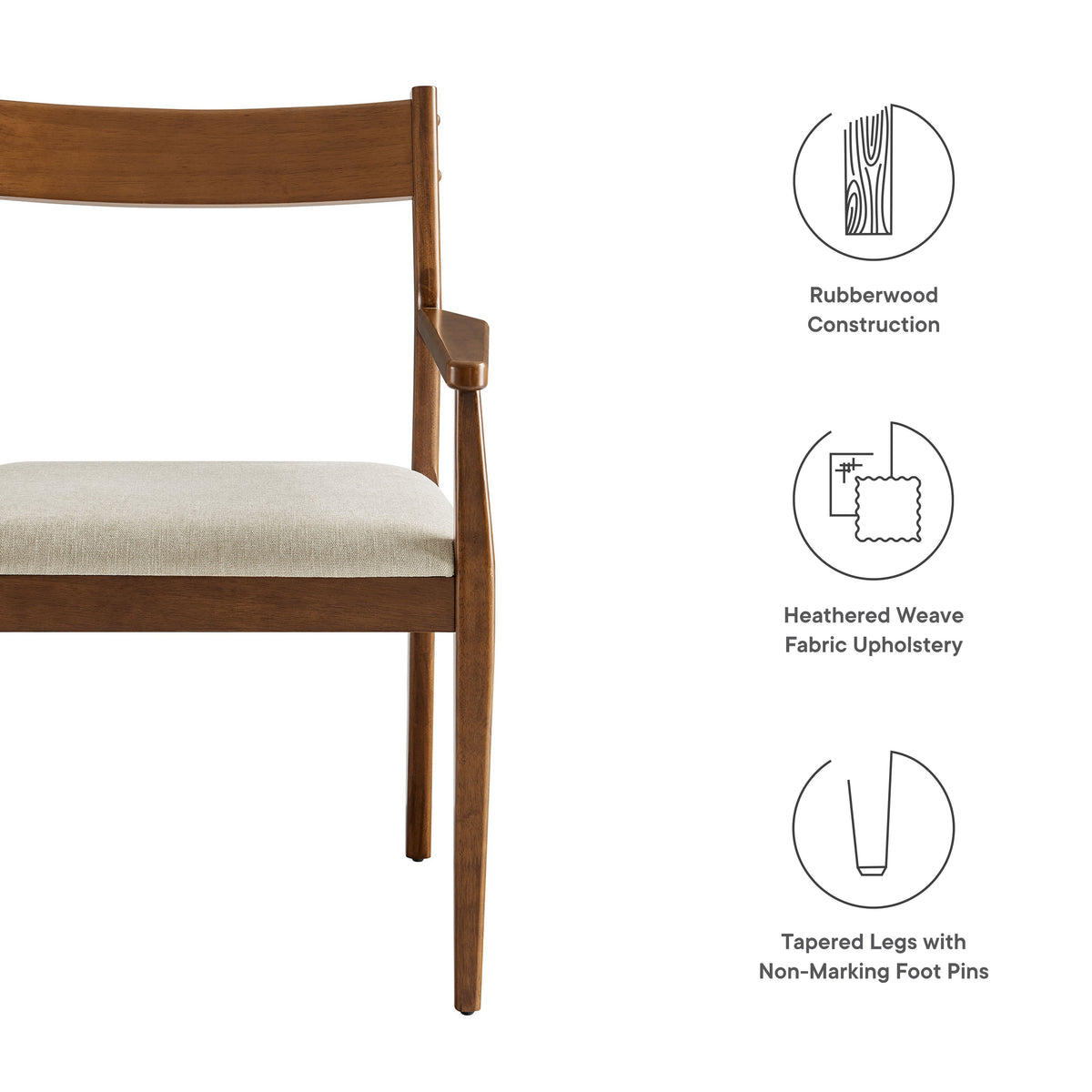 Solara Fabric Wood Dining Armchairs Set of 2 by Modway, photo 12 of 20