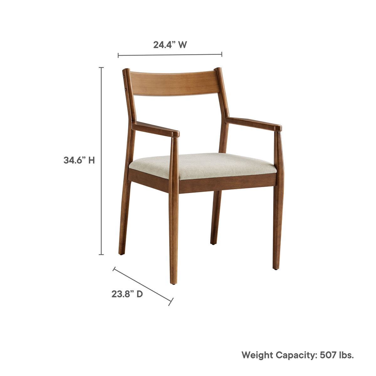 Solara Fabric Wood Dining Armchairs Set of 2 by Modway, photo 13 of 20
