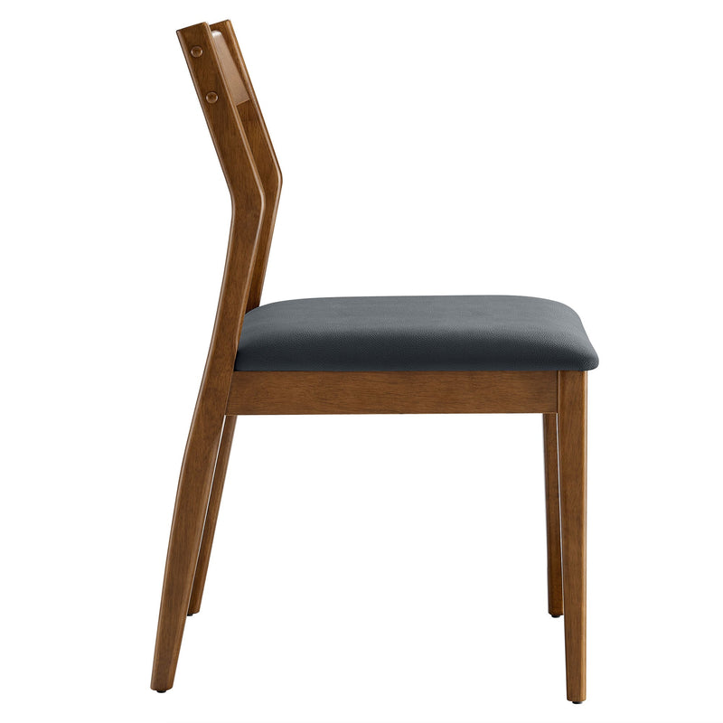 Solara Vegan Leather Wood Dining Side Chairs Set of 2 by Modway, photo 5 of 10