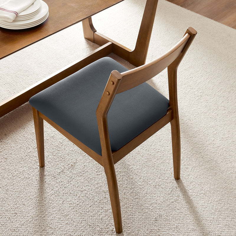 Solara Vegan Leather Wood Dining Side Chairs Set of 2 by Modway, photo 10 of 10