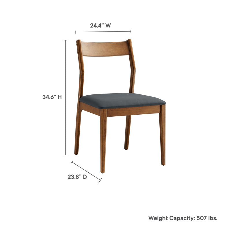 Solara Vegan Leather Wood Dining Side Chairs Set of 2 by Modway, photo 2 of 10