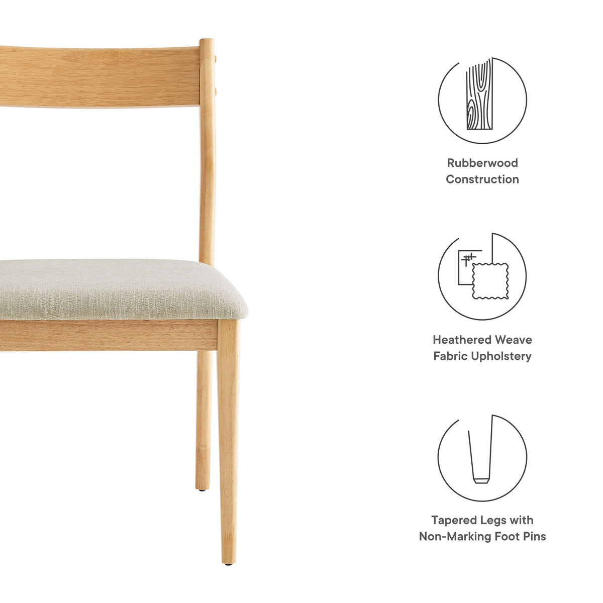 Solara Fabric Wood Dining Side Chairs Set of 2 by Modway, photo 3 of 20