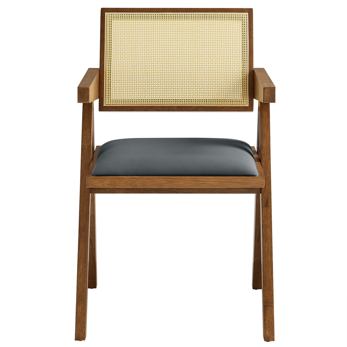 Thera Vegan Leather Cane Dining Armchairs Set of 2 by Modway, photo 7 of 20