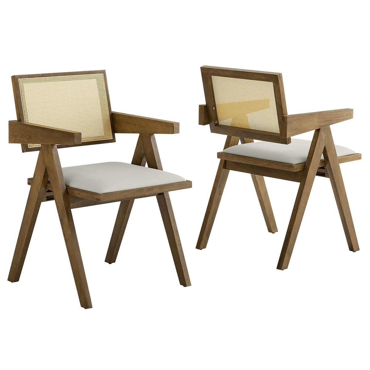 Thera Vegan Leather Cane Dining Armchairs Set of 2 by Modway, photo 11 of 20