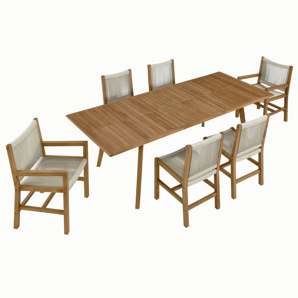 Vienna 7-Piece Outdoor Patio Teak and Rope Dining Set by Modway, photo 17 of 29