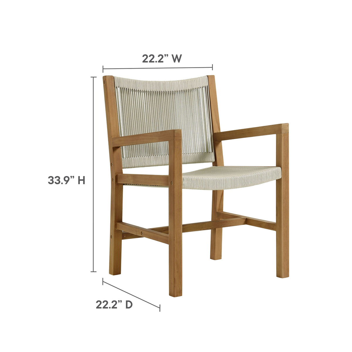 Vienna 7-Piece Outdoor Patio Teak and Rope Dining Set by Modway, photo 19 of 29