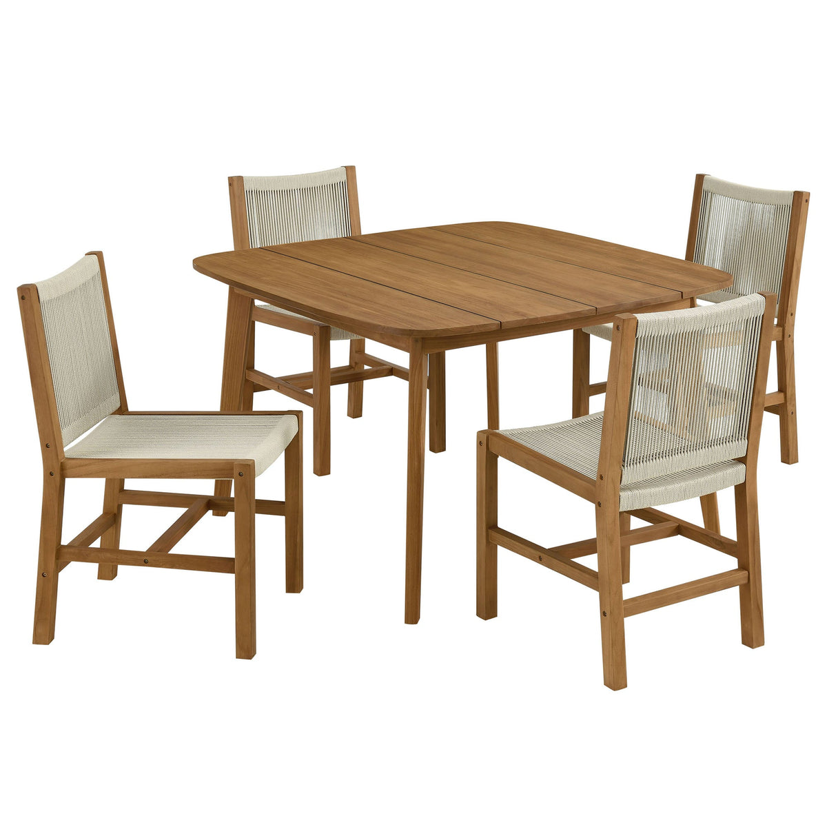 Vienna 5-Piece Outdoor Patio Teak and Rope Dining Set with Armless Chairs by Modway, photo 13 of 21