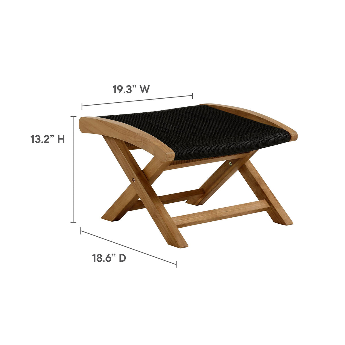 Vienna 2-Piece Outdoor Patio Teak and Rope Folding Accent Lounge Chair and Ottoman Set by Modway, photo 3 of 26