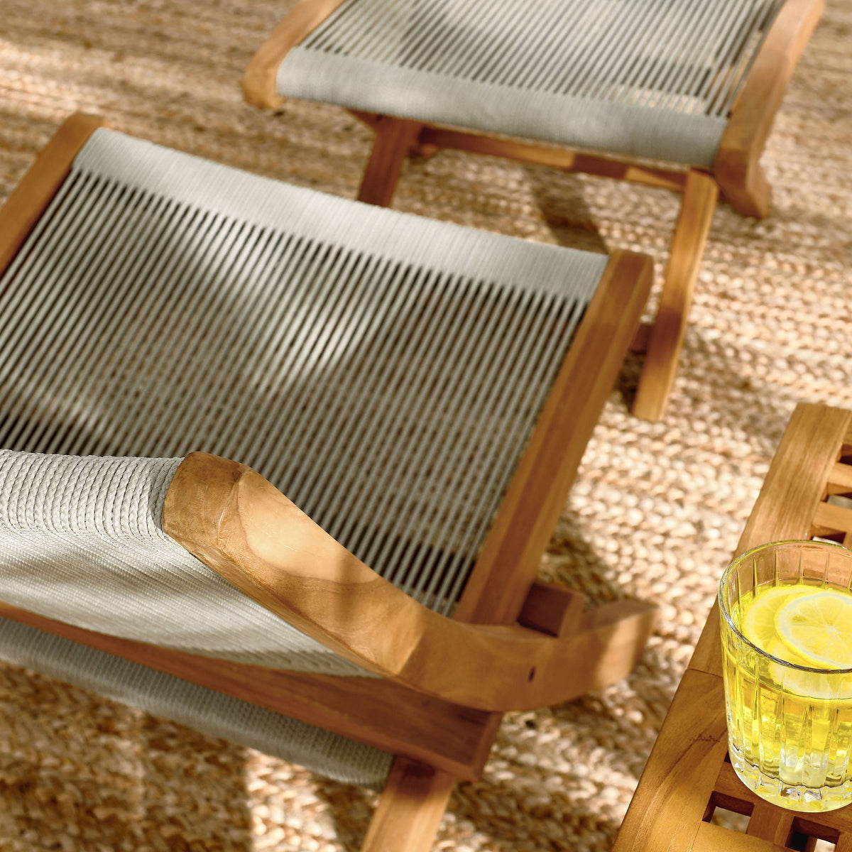 Vienna 2-Piece Outdoor Patio Teak and Rope Folding Accent Lounge Chair and Ottoman Set by Modway, photo 26 of 26