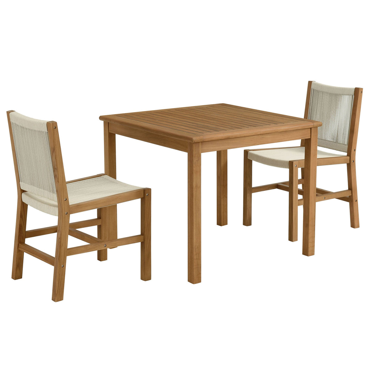 Vienna 3-Piece Outdoor Patio Teak and Rope Dining Set with Armless Chiars by Modway, photo 13 of 21