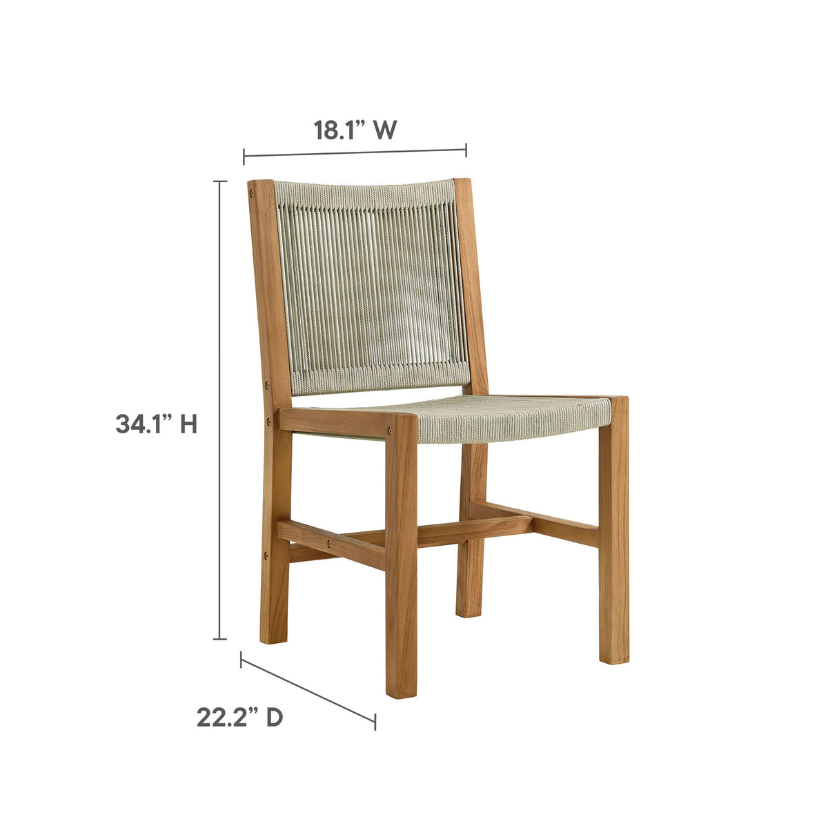 Vienna 3-Piece Outdoor Patio Teak and Rope Dining Set with Armless Chiars by Modway, photo 14 of 21