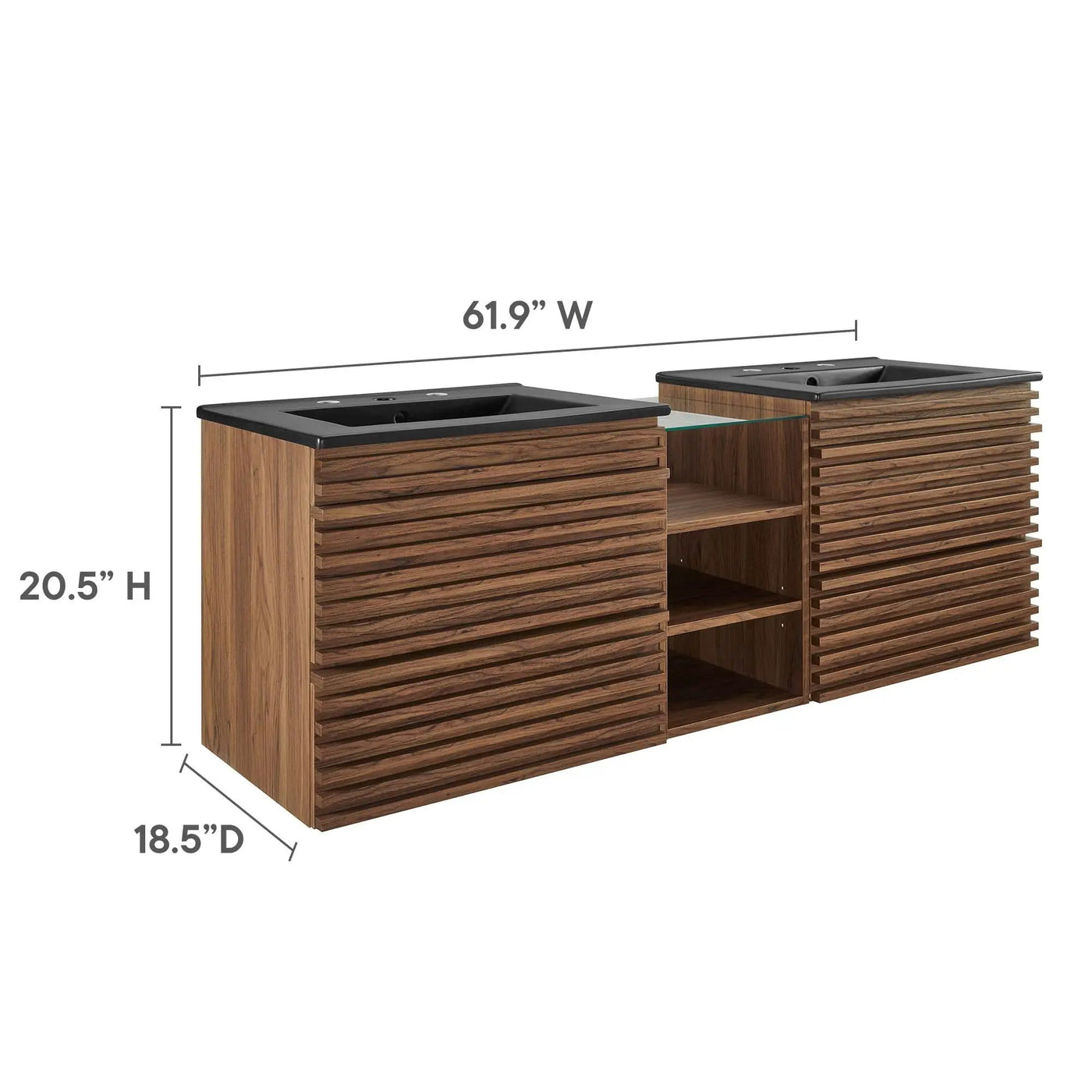 Render 62" Wall-Mount Double Sink Bathroom Vanity by Modway by HouseOfZazla