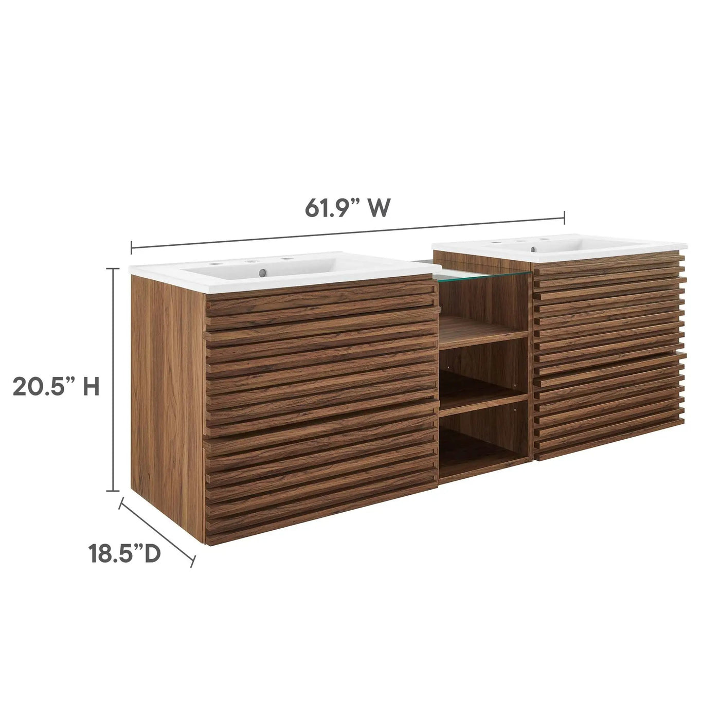 Render 62" Wall-Mount Double Sink Bathroom Vanity by Modway by HouseOfZazla