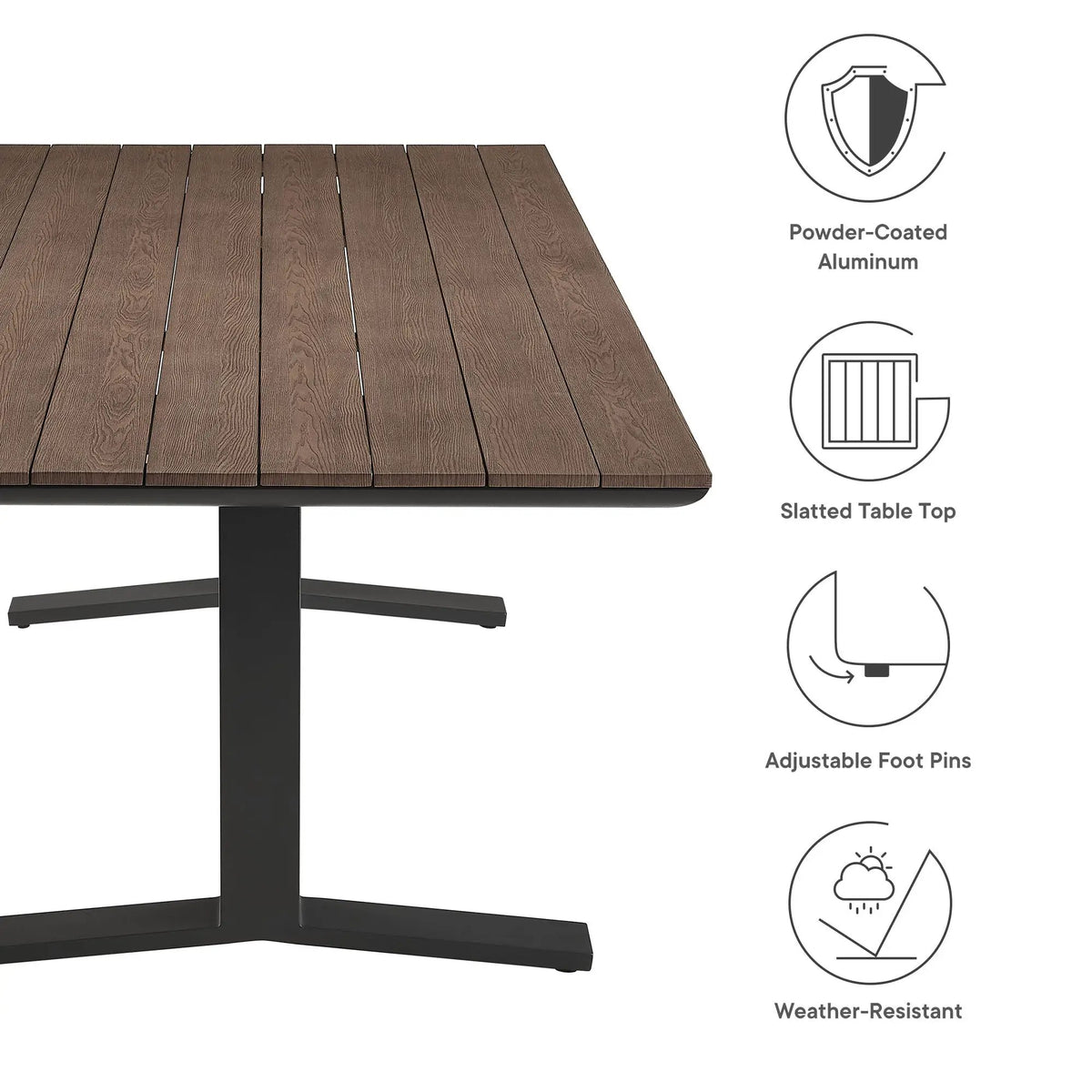 Gavelston 91" Outdoor Patio Aluminum Dining Table by Modway by HouseOfZazla