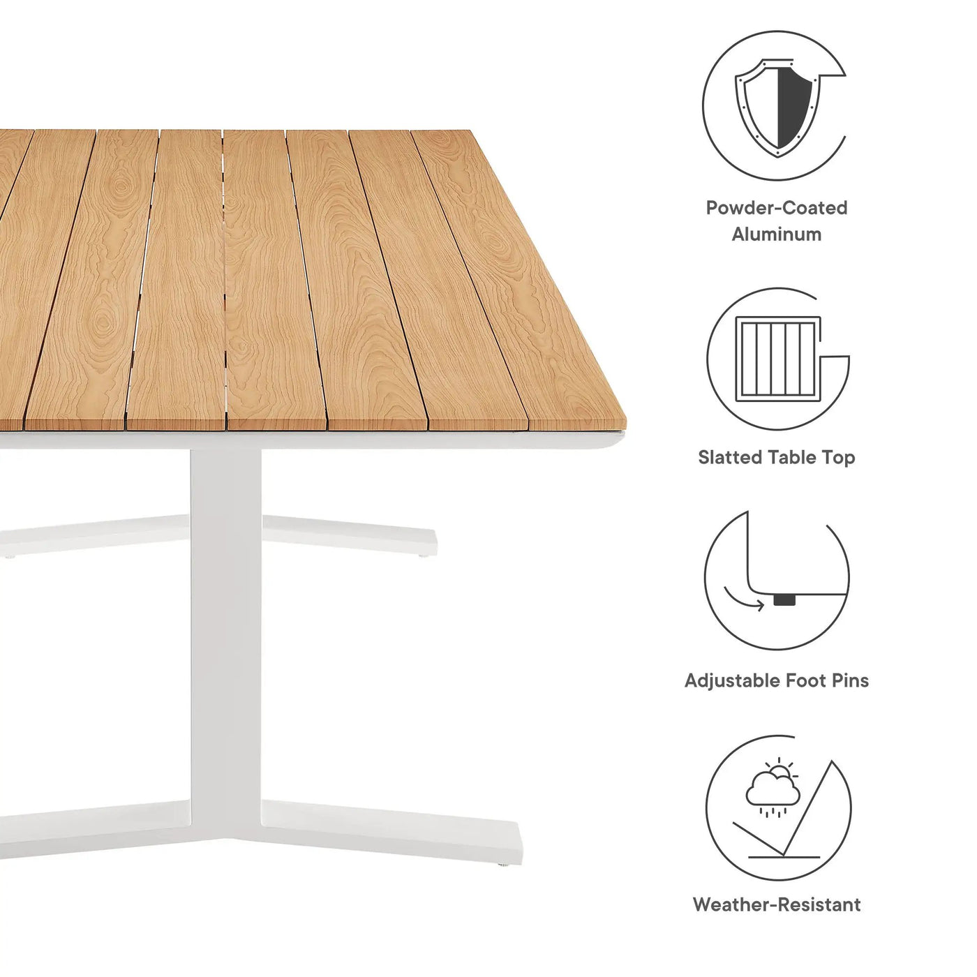 Gavelston 91" Outdoor Patio Aluminum Dining Table by Modway by HouseOfZazla