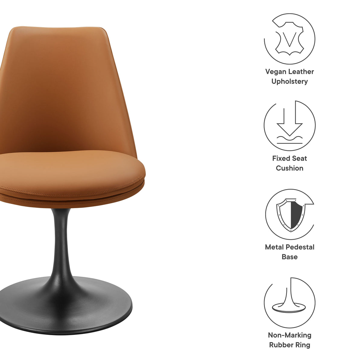 Lippa Swivel Dining Vegan Leather Side Chair by Modway, photo 3 of 20