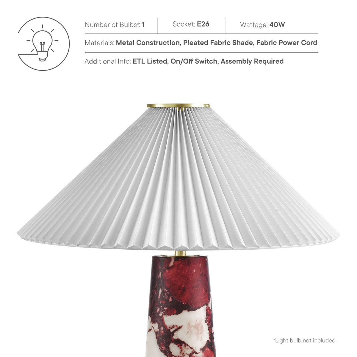 Nera Marble Table Lamp by Modway, photo 14 of 33