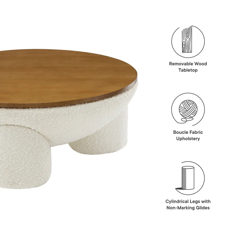 Tridome Round Boucle Upholstered Storage Coffee Table by Modway by HouseOfZazla
