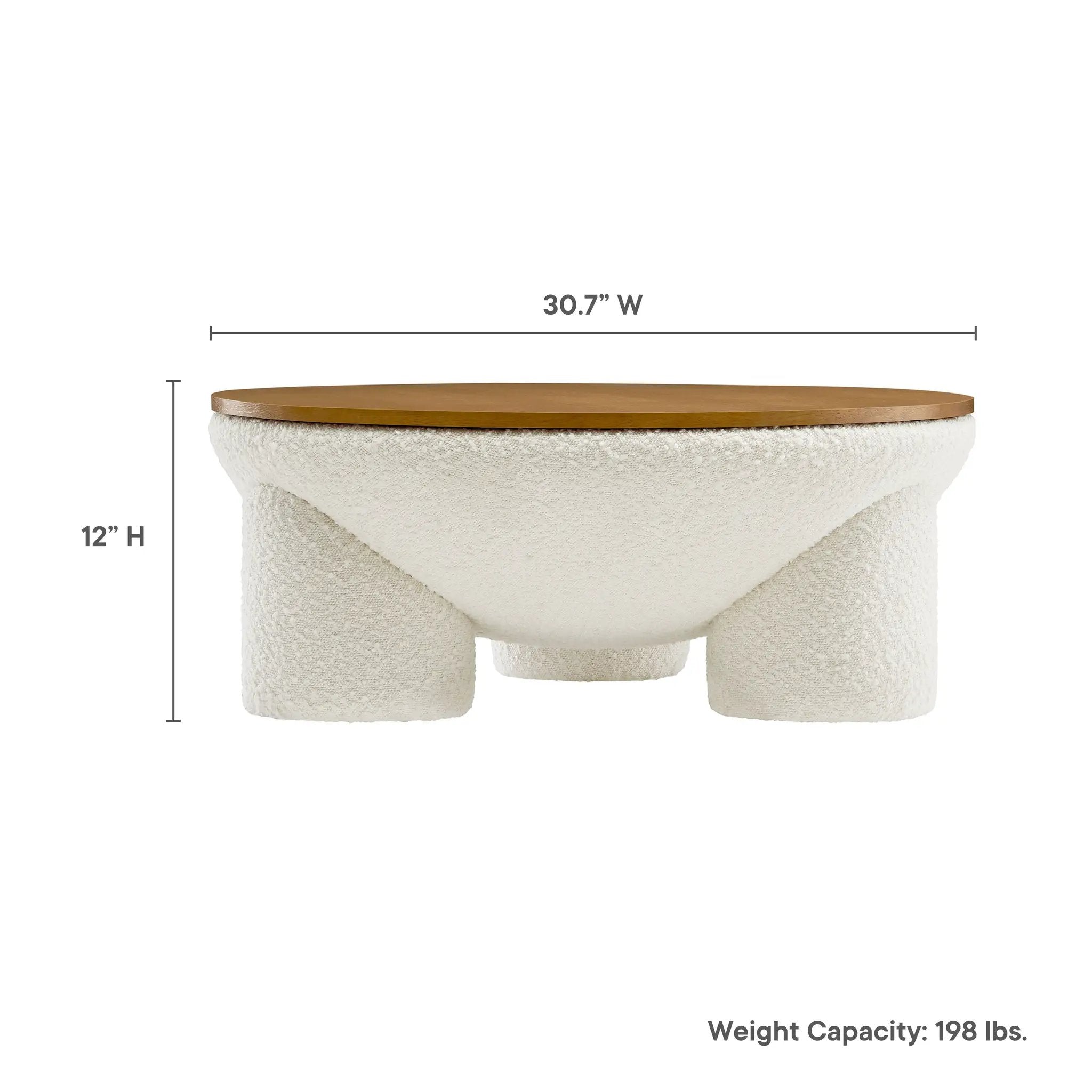 Tridome Round Boucle Upholstered Storage Coffee Table by Modway by HouseOfZazla
