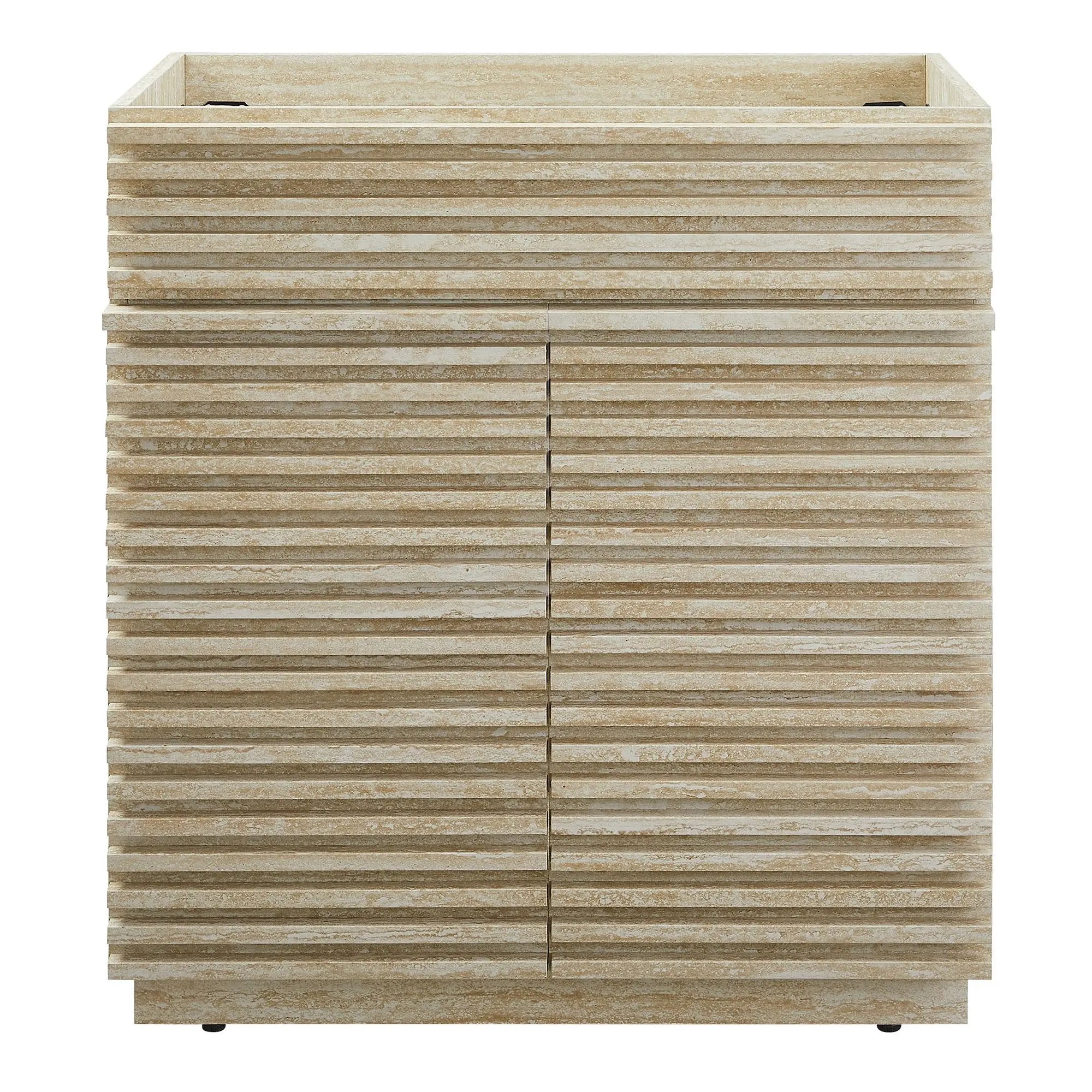 Render 30" Faux Travertine Bathroom Vanity Cabinet by HouseOfZazla
