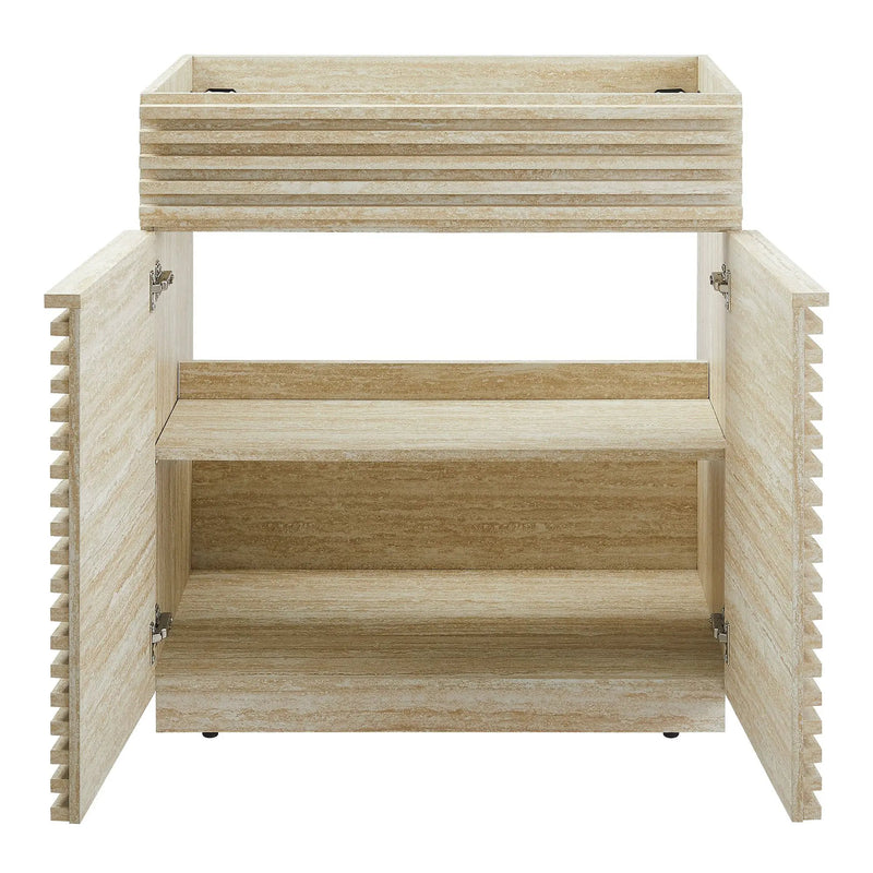 Render 30" Faux Travertine Bathroom Vanity Cabinet by HouseOfZazla