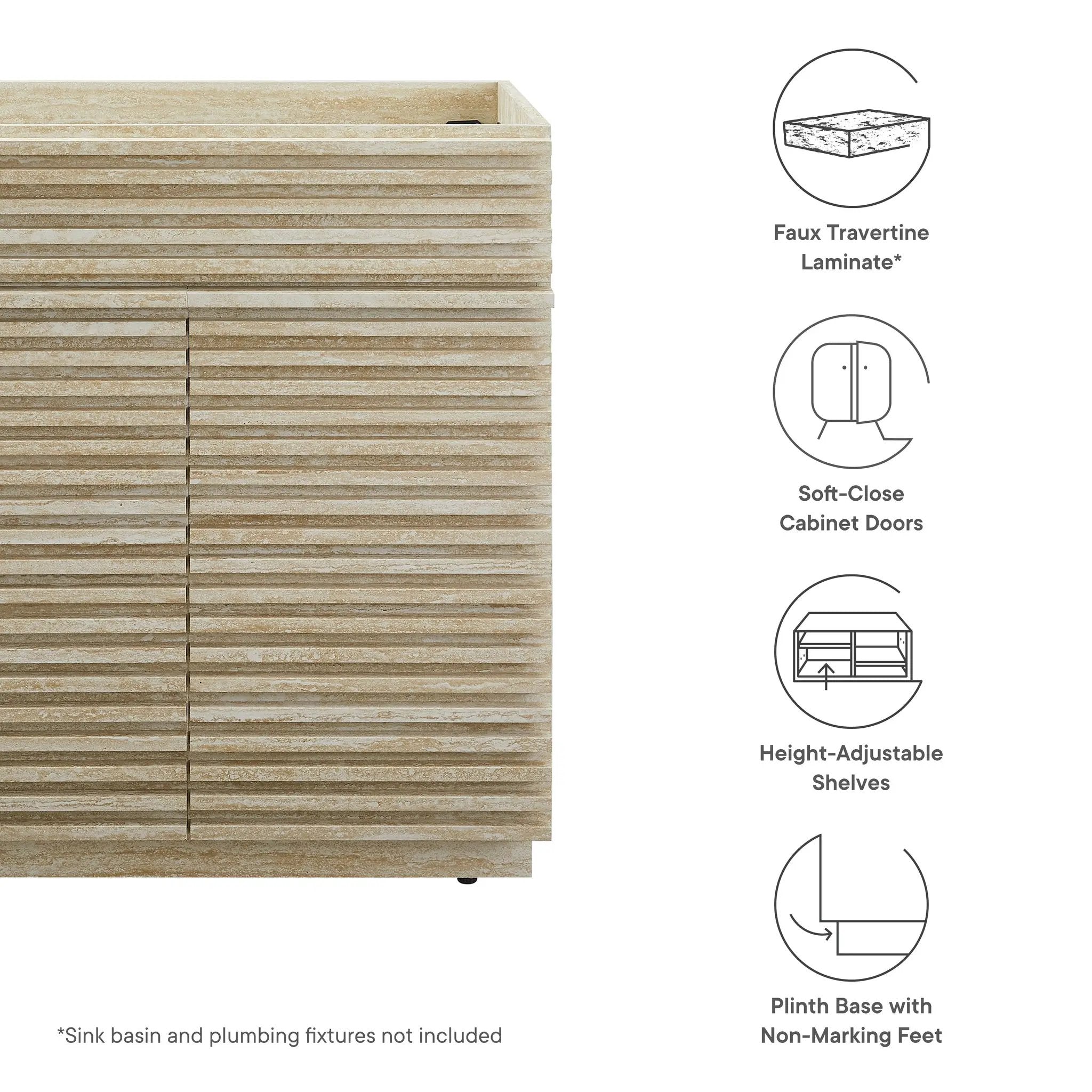Render 30" Faux Travertine Bathroom Vanity Cabinet by HouseOfZazla