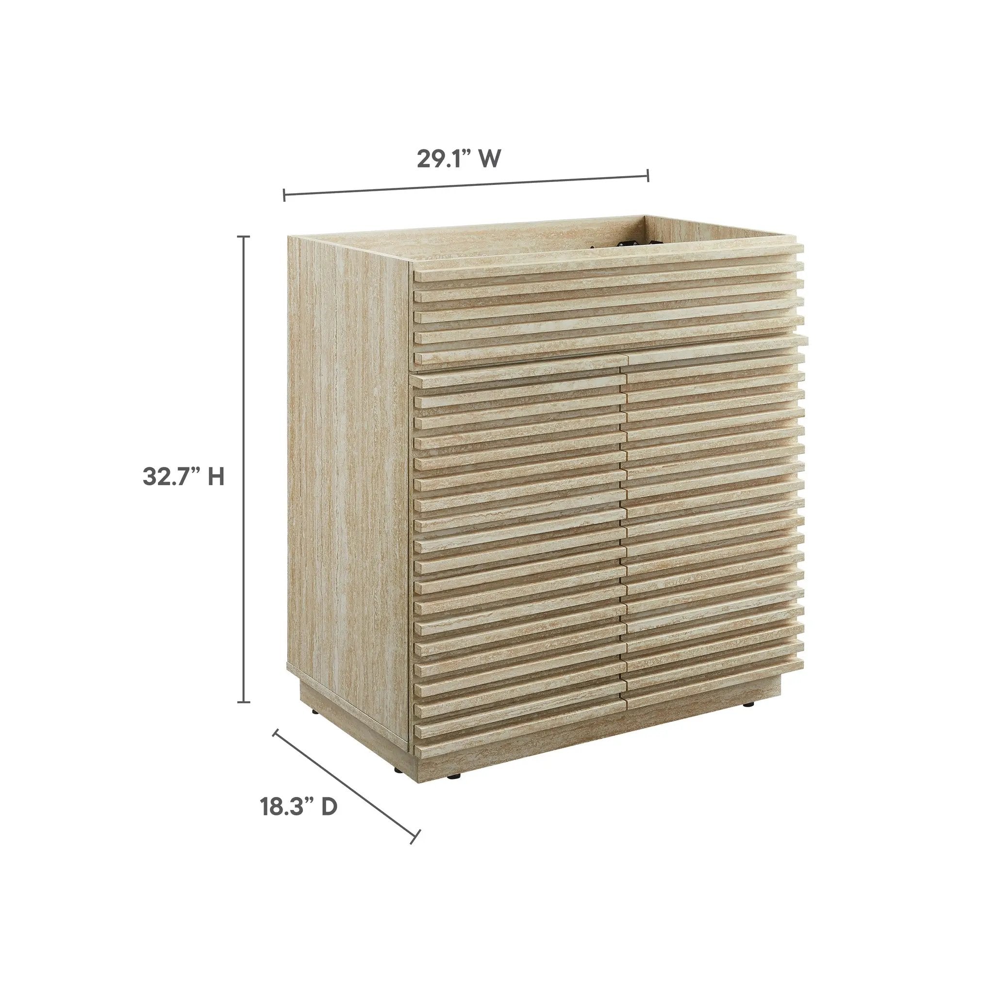 Render 30" Faux Travertine Bathroom Vanity Cabinet by HouseOfZazla
